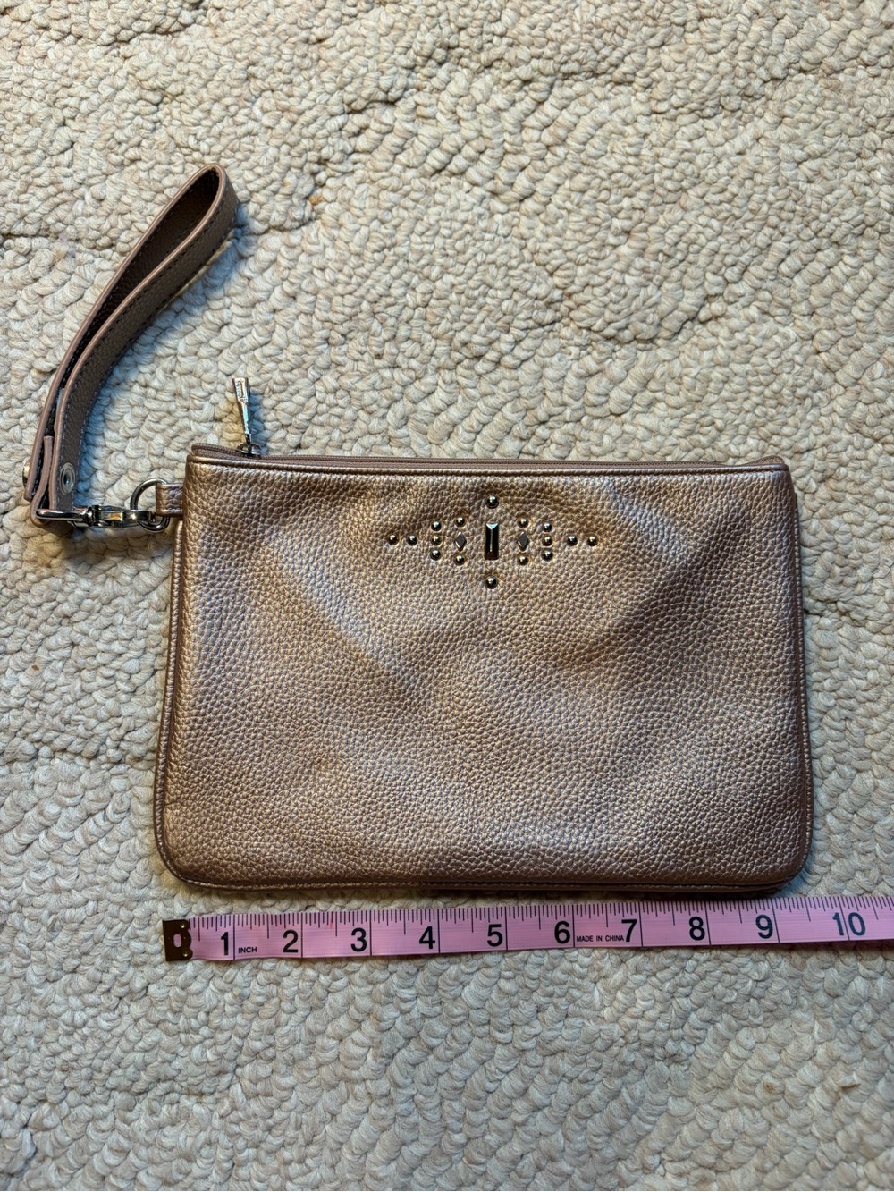 Metallic Blush Mini Wristlet Clutch